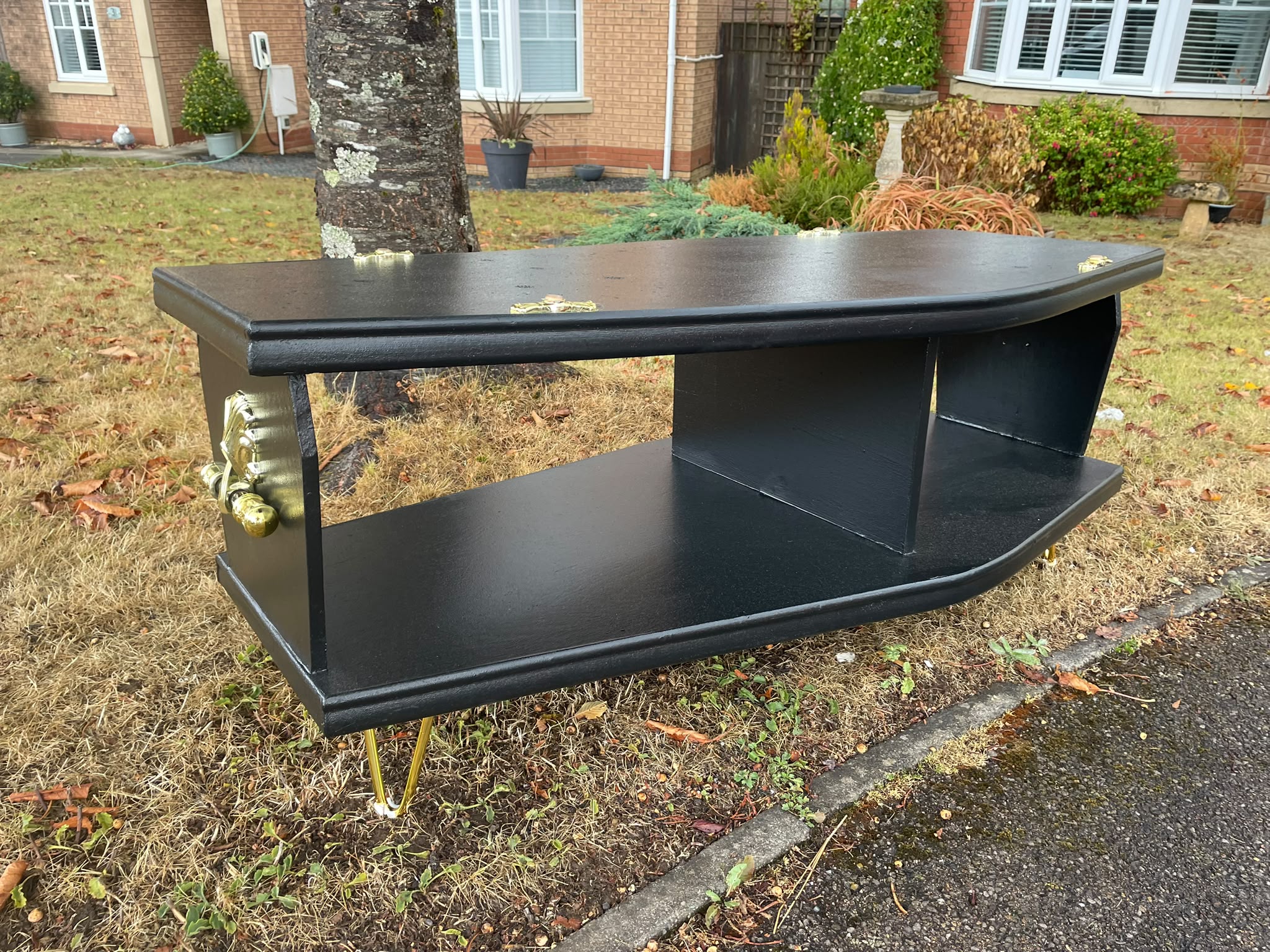 Black curved coffee table