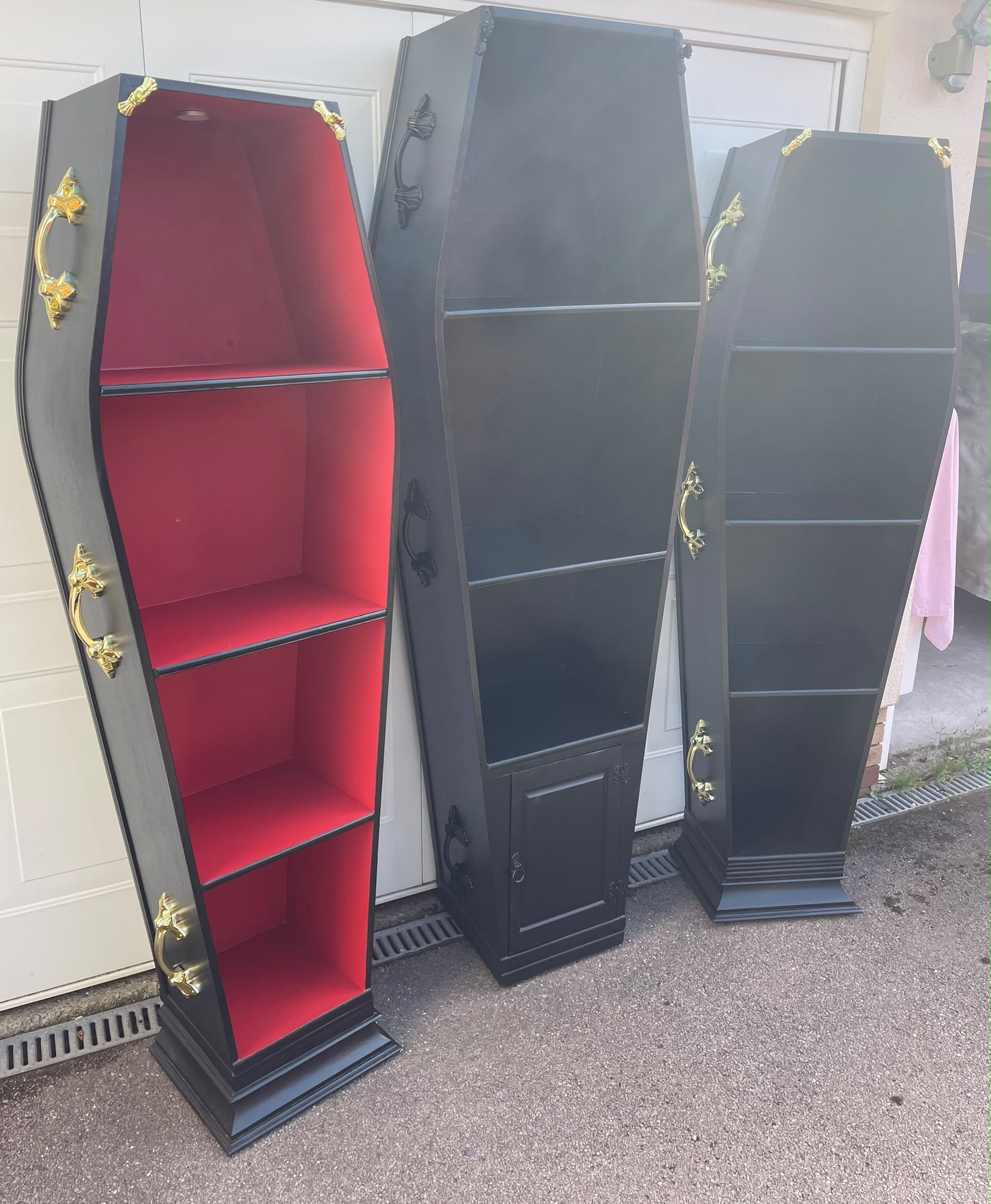 Three coffin shelving variations